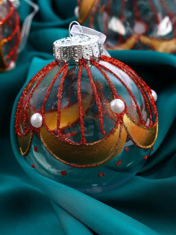 Набор шаров пластик d-8 см, 6 шт "Лирой"красно-белый