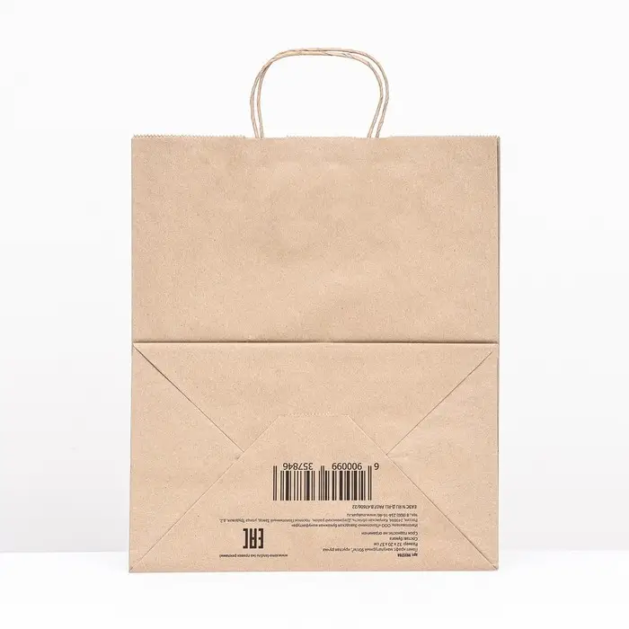 Пакет бумажный крафт 90 г/м&sup2;, круглая ручка 32&times;20&times;37 см