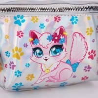 Сумка детская поясная &laquo;Котёнок&raquo; на молнии, серебристая