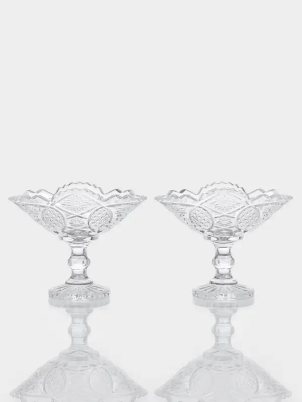 Конфетницы &laquo;Акапелла&raquo;, 9&times;15&times;12 см, набор 2 шт., стекло, прозрачные