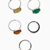 Набор колец 5 шт "Новый стиль" камни, размер МИКС, цветной в серебре