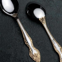 Ложка столовая &laquo;Тройка&raquo;, h=19 см, толщина 2 мм, локальное нитрид-титановое покрытие, цвет серебряный