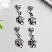 Бейл с подвеской металл для творчества "Голова единорога" серебро набор 4 шт 3,6 см