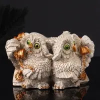 Фигура "Совы говорят по телефону" 8х12х7 см, серый