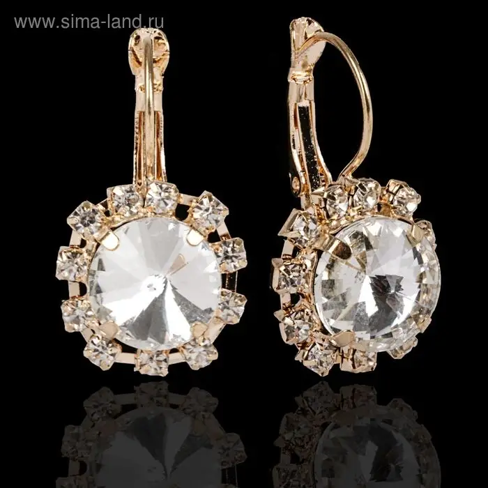 Серьги со стразами &laquo;Круг&raquo; вечеринка, крупный, миксы