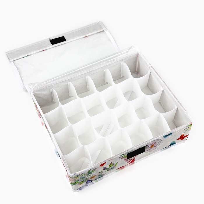 Органайзер для хранения 24 ячейки с крышкой "Бабочки", 34 х 28 х 10 см