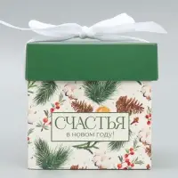 Коробка подарочная новогодняя складная &laquo;Новогодние ветки&raquo;, 10 х 10 х 10 см