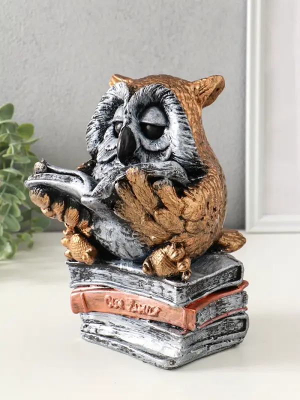 Копилка "Сова с книгой" 25х18 см, бронза с серебром