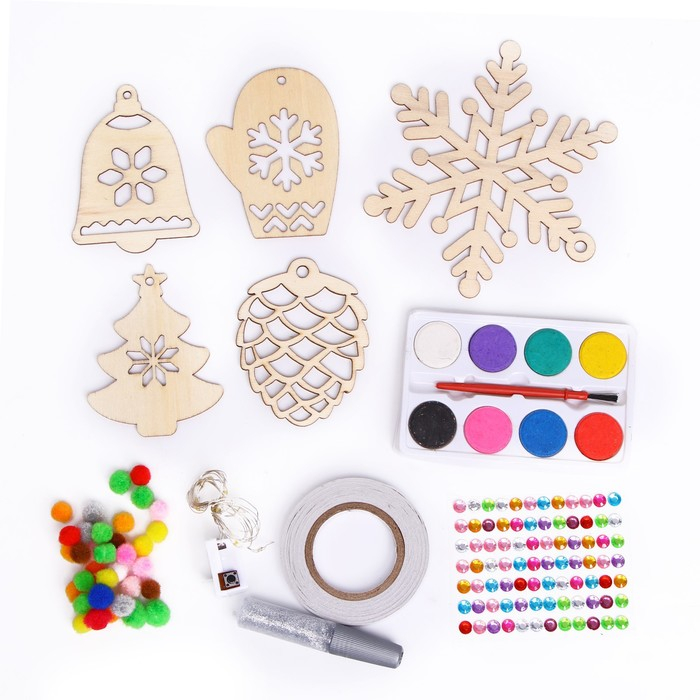 Набор для творчества &laquo;Новогодняя гирлянда, деревянные игрушки&raquo;