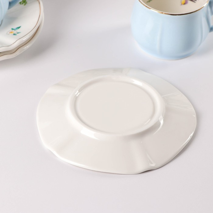 Сервиз керамический кофейный &laquo;Сирена&raquo;, 12 предметов: 6 чашек 100 мл, 6 блюдец d=12 см, цвет голубой