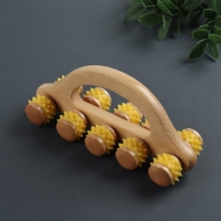 Массажёр с шипами &laquo;Гусеница&raquo;, 18 &times; 6 &times; 7 см, универсальный, с ручкой, 10 колёс, цвет МИКС