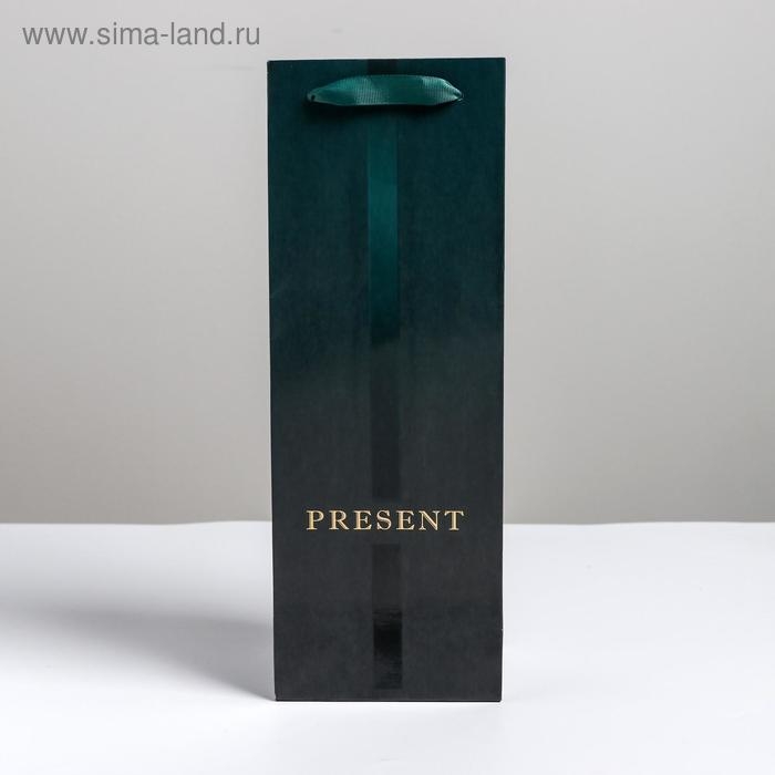 Пакет подарочный ламинированный под бутылку, упаковка, &laquo;Present&raquo;, 13 x 36 x 10 см