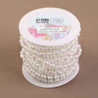 Бусы на нитях, с голографией, круглые, 8 мм, 9 &plusmn; 1 м, цвет прозрачный