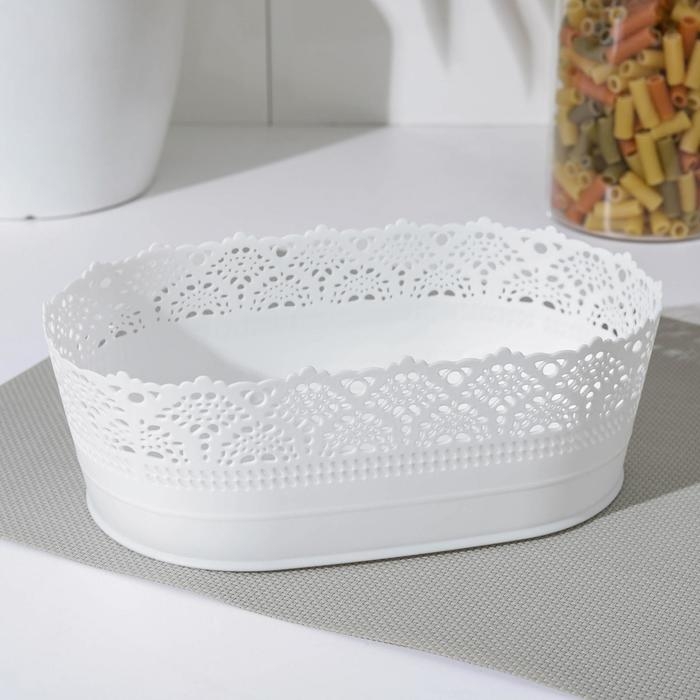 Ваза для хлеба и фруктов &laquo;Ажур&raquo;, 14&times;22&times;8 см, цвет белый