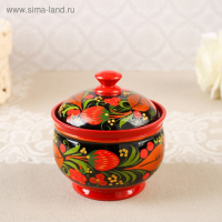 Сахарница, с ложкой, 10&times;9 см, хохлома