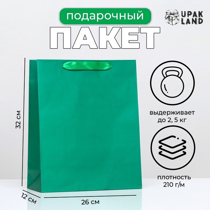 Пакет ламинированный &laquo;Зелёный&raquo;, 26 х 32 х 12 см