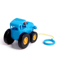 Музыкальная каталка детская на верёвке &laquo;Синий трактор&raquo;, 20 песен, стихов звуков, свет