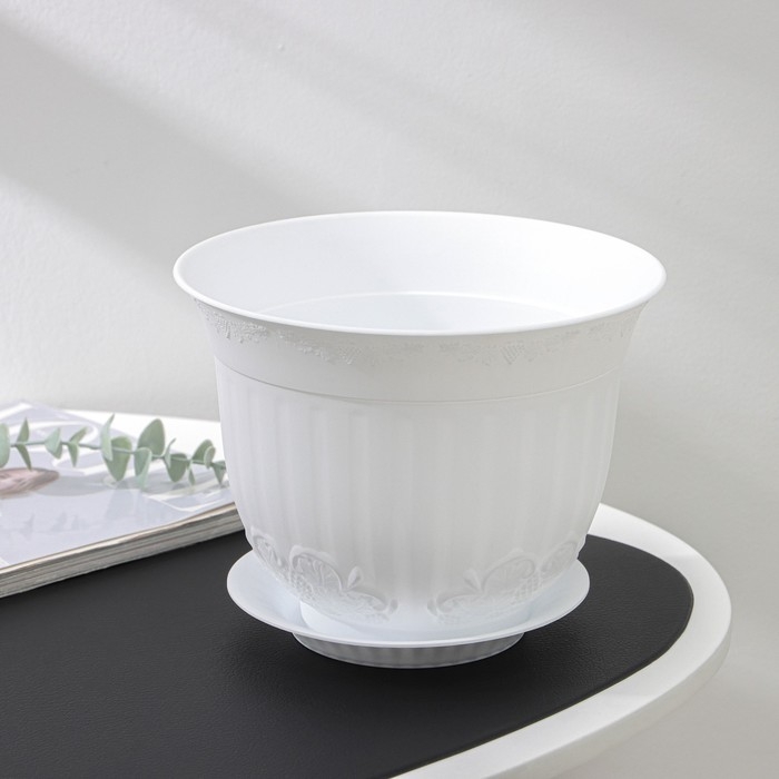 Горшок для цветов с поддоном &laquo;Ангара&raquo;, 2.5 л, пластиковый, белый