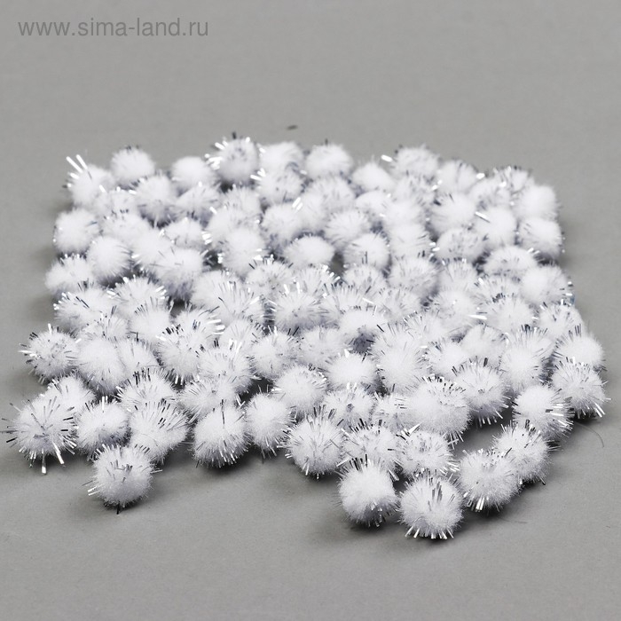 Детали для декора &laquo;Бомбошки с блеском&raquo;, набор 100 шт., размер 1 шт. &mdash; 1 см, цвет бело-серебристый