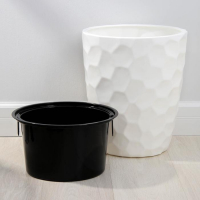 Кашпо для цветов со вставкой &laquo;Мозаика&raquo;, 19,5 л (9 л), цвет белый