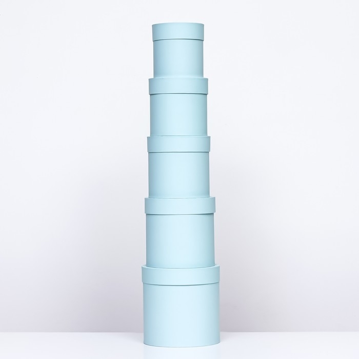 Набор шляпных коробок 5 в 1 "Мята", 20 &times; 20 &times; 20‒13,5 &times; 13,5 &times; 13,5 см