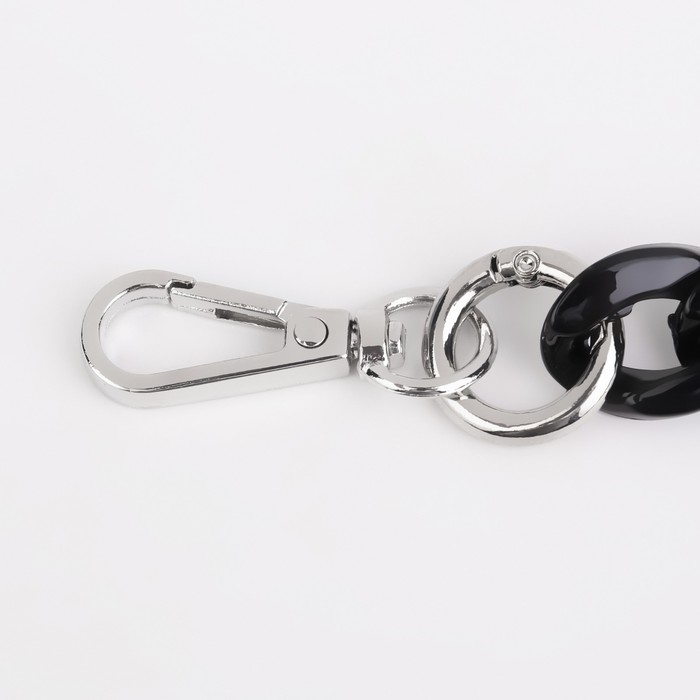 Цепочка для сумки, пластиковая, с карабинами, 23 &times; 17 мм, 68 см, цвет чёрный/серебряный