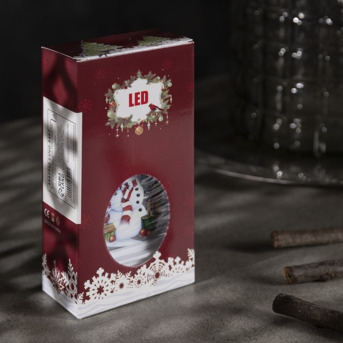 Светодиодная фигура &laquo;Фонарь со снеговиком&raquo; 7 &times; 13 &times; 3.5 см, пластик, батарейки AG13х3 (в комплекте), свечение тёплое белое