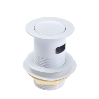 Донный клапан ZEIN engr, маленькая кнопка, с переливом, нержавеющая сталь, белый