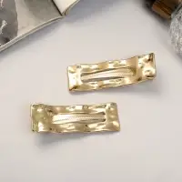 Зажим для волос "Либерти" (набор 2 шт) волна прямой, 6,5 см, золото