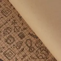 Бумага упаковочная крафт &laquo;Школьная пора&raquo;, коричневый/черный на коричневом фоне 0.7&times;10&plusmn;5%м