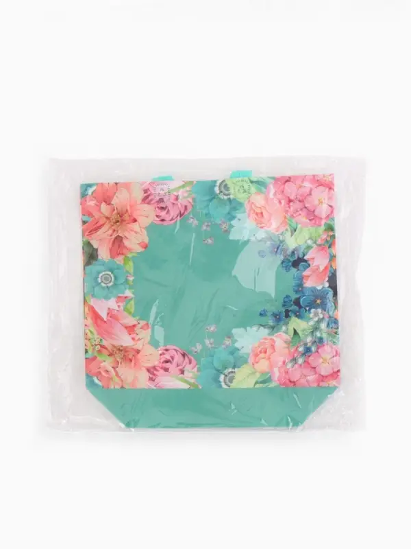 Сумка для покупок Цветы, 32*10*26. отд без молнии,  голубой