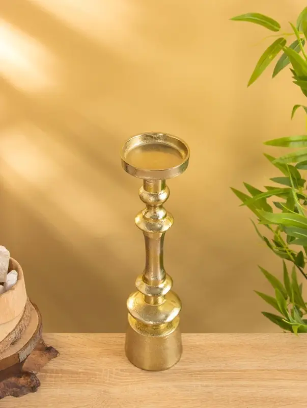 Подсвечник "Карамель" алюминий 37 см, цв. золото