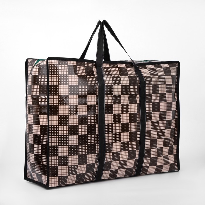 Сумка хозяйственная на молнии, 54 л, цвет коричневый/бежевый