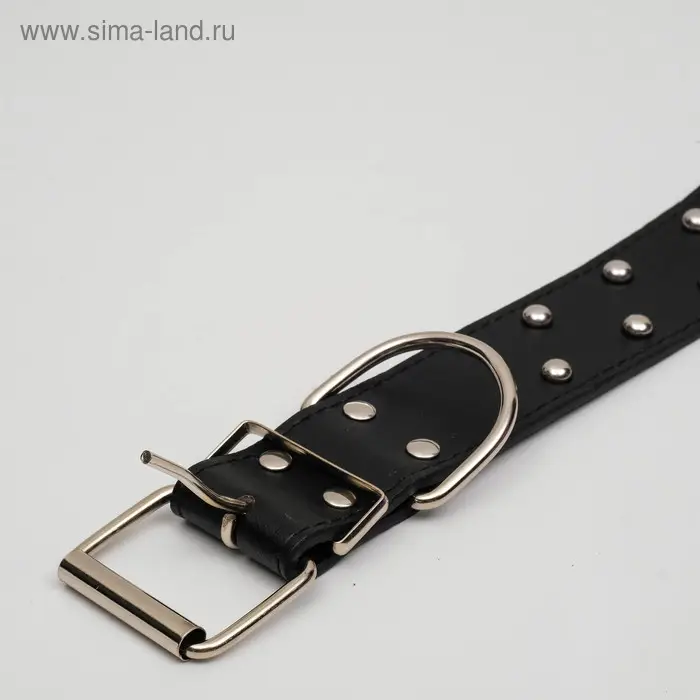 Ошейник клепаный в 2 ряда, 63,5 х 3,8 см, черный