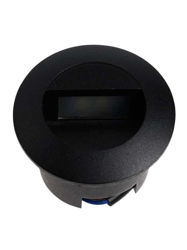 Встраиваемый светильник для лестницы, IP65, 3 Вт, 6500К, 50х50, круг, черный