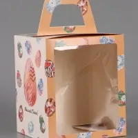 Пасхальная коробочка с окном "Расписные яйца" 15 х 15 х 18 см