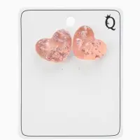 Серьги "Сердце блестка", цвет розовый с паталью серебро