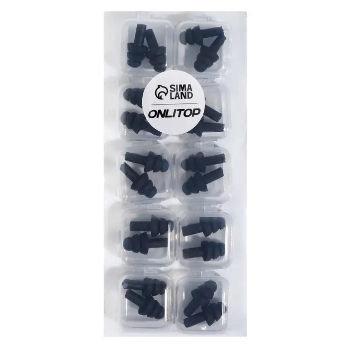 Беруши, 3&times;1.3 см, фасовка 10 пар, силиконовые, в футляре, чёрный