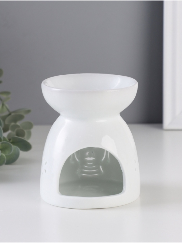 Аромалампа керамика "Голова Будды" белый 8х8х9,3 см