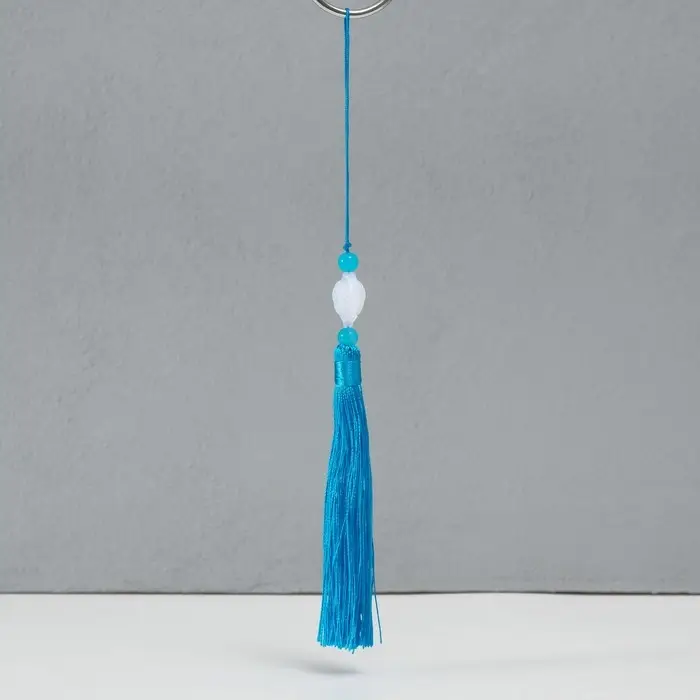 Подвеска текстиль, пластик "Кисть. Лотос" голубая 1,2х2,7х14,5 см