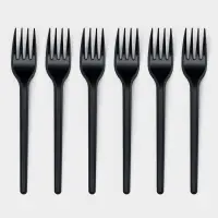 Вилки одноразовые Не ЗАБЫЛИ!, набор 6 шт., пластик, 15.5 см, столовая, чёрная