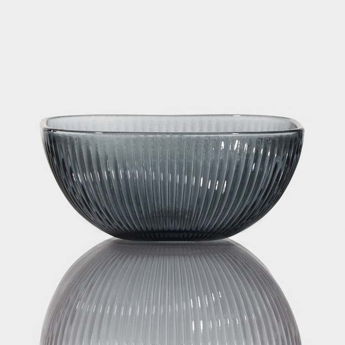 Набор стеклянной посуды &laquo;Мави&raquo;, 6 предметов: 2 миски 350 мл, 2 стакана 250 мл, салатник 800 мл, тарелка d=20,8 см, цвет серый