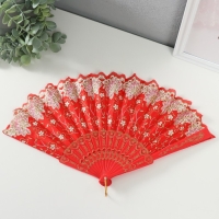 Веер пластик "Цветы с блёстками" МИКС 23 см