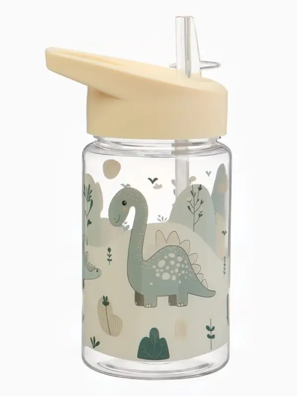 Поильник детский с трубочкой &laquo;Дино&raquo;, 350мл., цвет бежевый Крошка Я