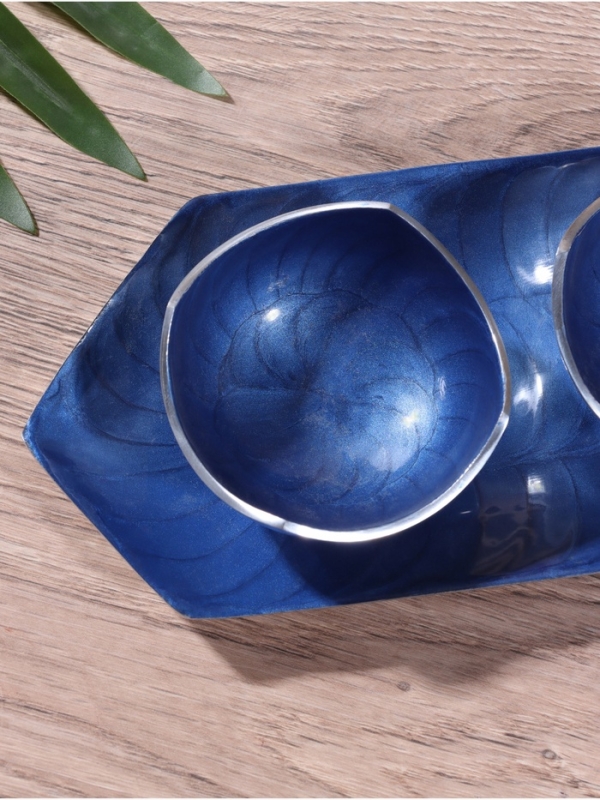 Менажница "Аква" (набор 3 шт) 9х9х5 см, на подносе, алюминий