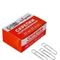 Скрепки 50мм оцинкованные в картонной коробке 50 штук