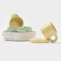 Чайная пара Доляна &laquo;Зефир&raquo;, 350 мл, керамика, жёлтая