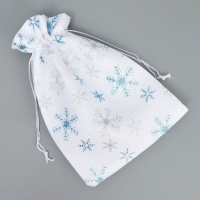 Мешочек подарочный холща &laquo;С праздником&raquo;, снежинки, 16 х 24 см +/- 1.5 см, Новый год