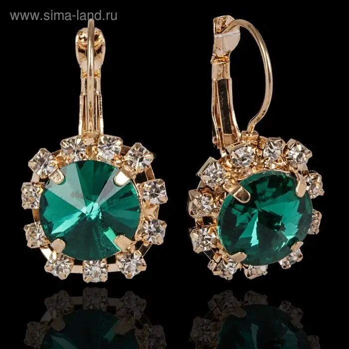 Серьги со стразами &laquo;Круг&raquo; вечеринка, крупный, миксы