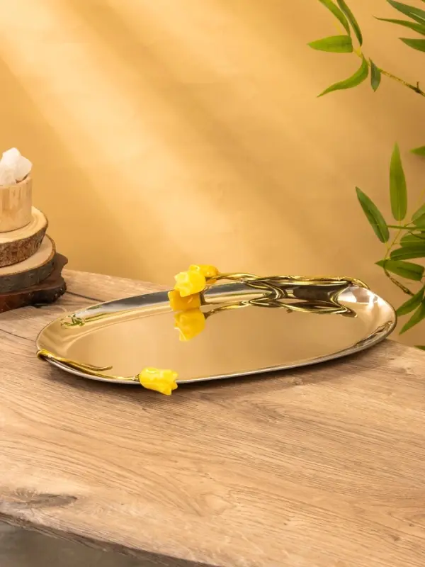 Поднос "Тюльпаны" 41х28х5 см, нержавеющая сталь